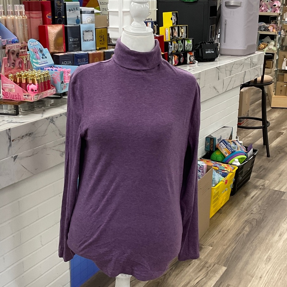 Purple Turtleneck Long Sleeve Top